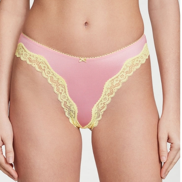Victoria Secret -Smooth High-Leg Scoop Thong Panty (Pretty Blossom) - Picture 1 of 4